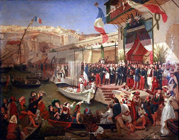 Ernest Francis Vacherot Arrival of Marshal Randon in Algiers in 1857. Norge oil painting art